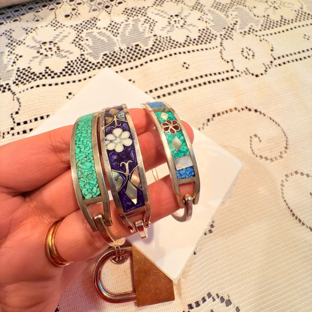 VTG Taxco Each (3 for $199) hinge Bangles Mexican sterling silver
